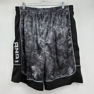 And1 Mens Black Silver Holcombe Rucker Courts Basketball New York Shorts Large